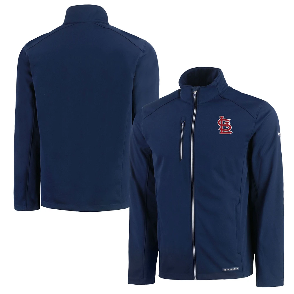 Men's Cutter & Buck Navy St. Louis Cardinals Evoke Eco Softshell Recycled Full-Zip Jacket