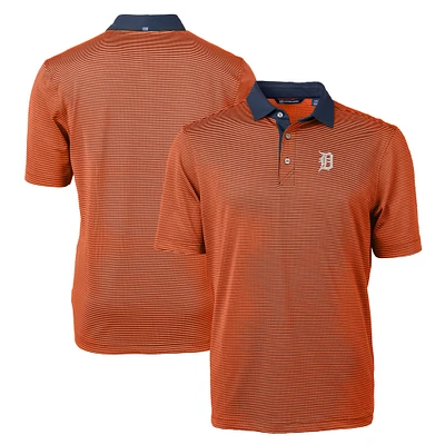 Men's Cutter & Buck Orange/Navy Detroit Tigers Virtue Eco Pique Micro Stripe Recycled Polo