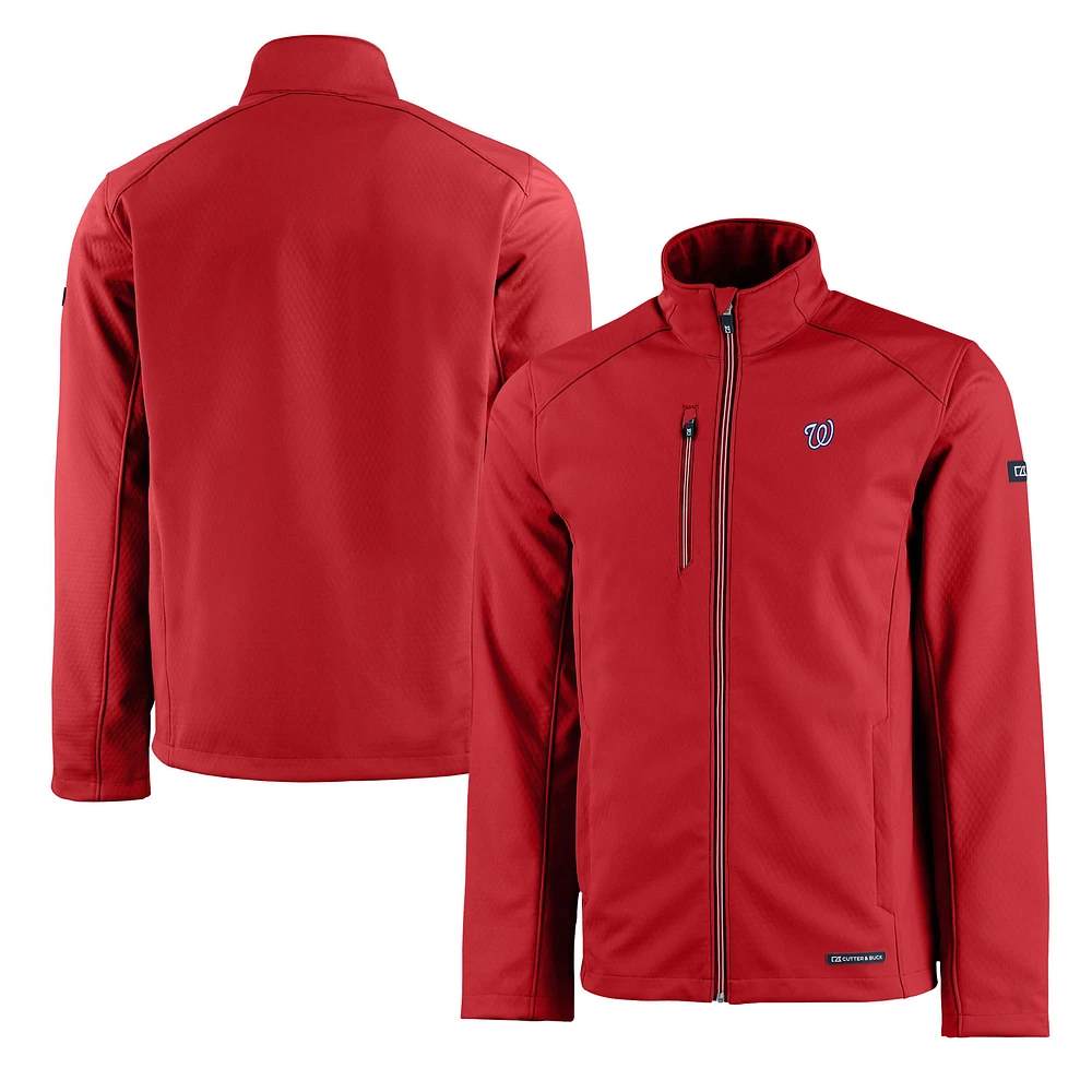 Men's Cutter & Buck Red Washington Nationals Evoke Eco Softshell Recycled Full-Zip Jacket