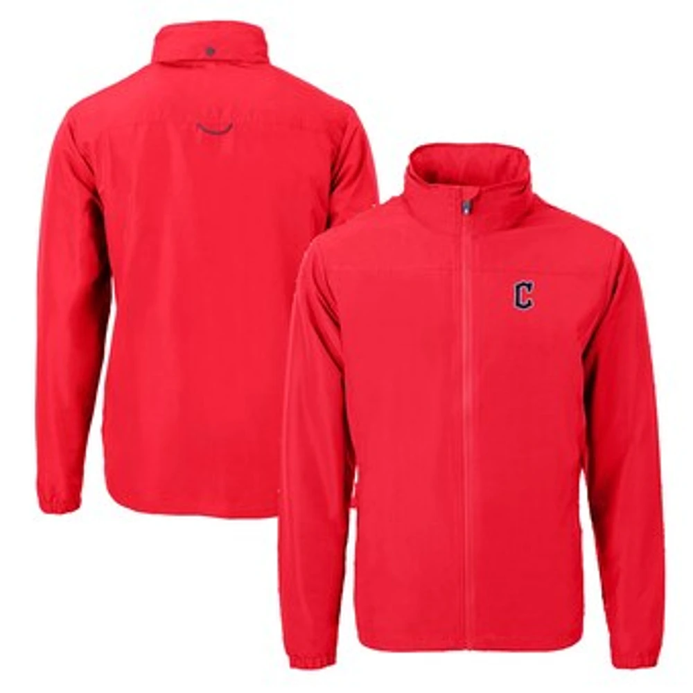 Men's Cutter & Buck Red Cleveland Guardians Charter Eco Recycled Full-Zip Jacket