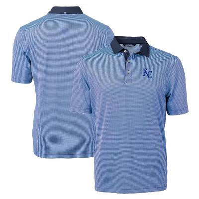 Men's Cutter & Buck Light Blue/Navy Kansas City Royals Virtue Eco Pique Micro Stripe Recycled Polo