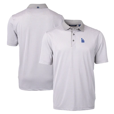 Men's Cutter & Buck Gray/White Los Angeles Dodgers Virtue Eco Pique Micro Stripe Recycled Polo