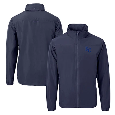 Men's Cutter & Buck Navy Kansas City Royals Charter Eco Recycled Full-Zip Jacket