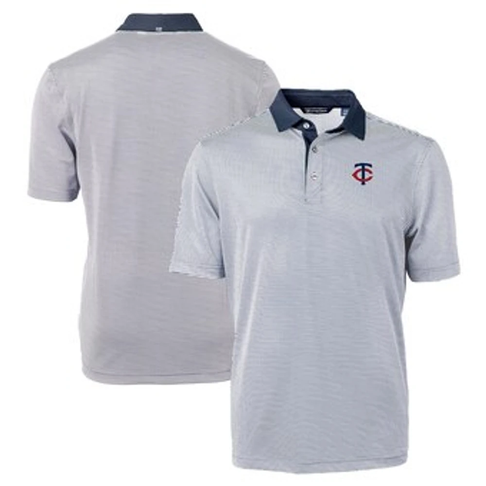 Men's Cutter & Buck Navy/White Minnesota Twins Virtue Eco Pique Micro Stripe Recycled Polo