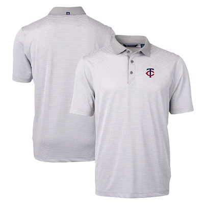 Men's Cutter & Buck Gray/White Minnesota Twins Virtue Eco Pique Micro Stripe Recycled Polo
