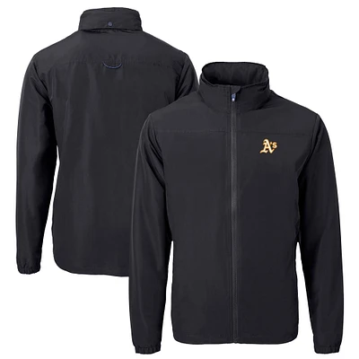 Men's Cutter & Buck Black Athletics Charter Eco Recycled Full-Zip Jacket