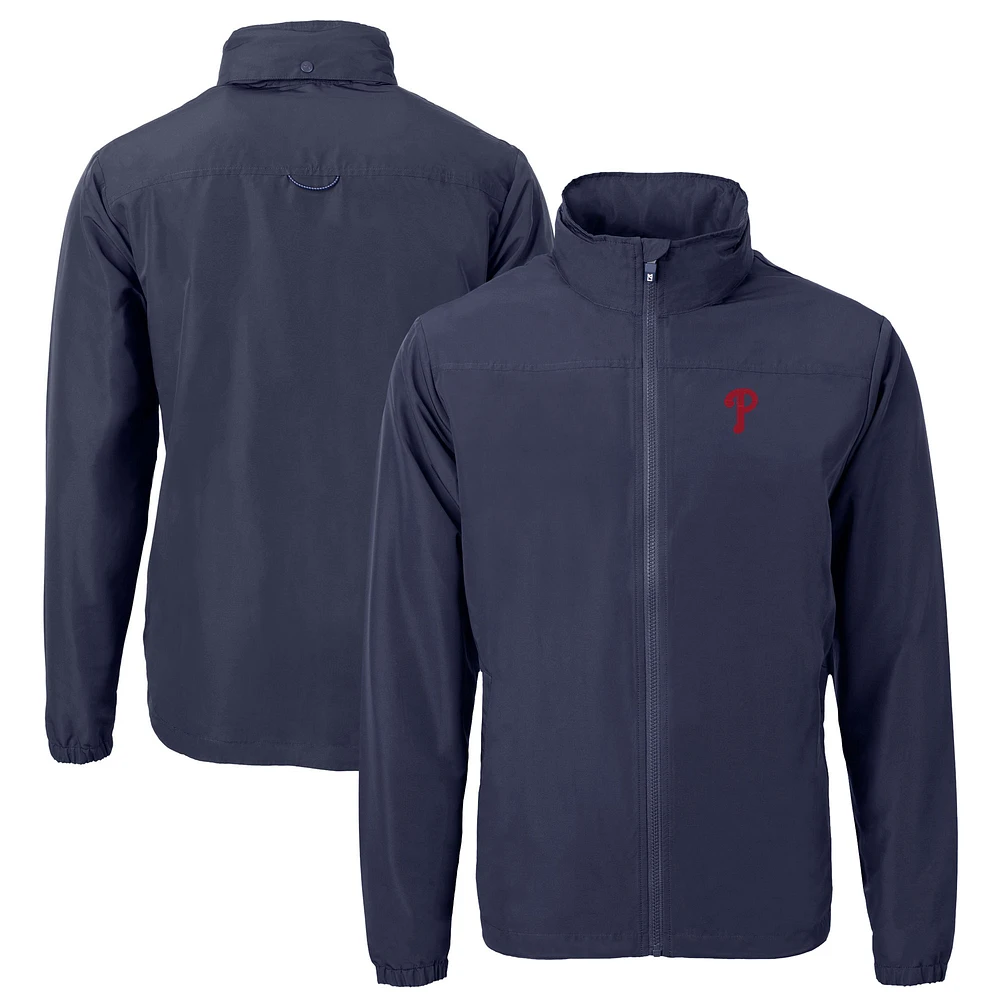 Men's Cutter & Buck Navy Philadelphia Phillies Charter Eco Recycled Full-Zip Jacket