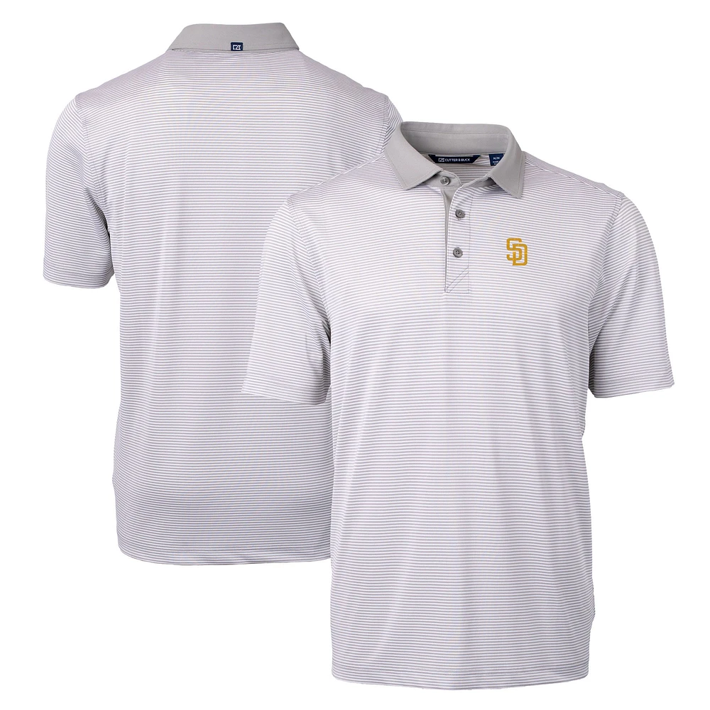 Men's Cutter & Buck Gray/White San Diego Padres Virtue Eco Pique Micro Stripe Recycled Polo