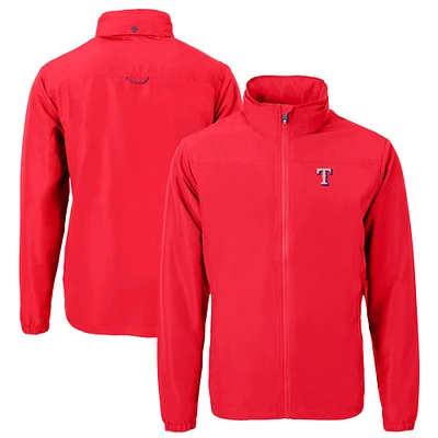 Men's Cutter & Buck Red Texas Rangers Charter Eco Recycled Full-Zip Jacket