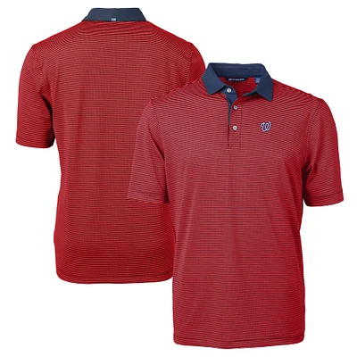 Men's Cutter & Buck Red/Navy Washington Nationals Virtue Eco Pique Micro Stripe Recycled Polo