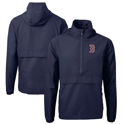 Men's Cutter & Buck Navy Boston Red Sox Charter Eco Recycled Half-Zip Anorak Jacket