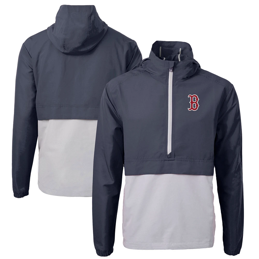 Men's Cutter & Buck Navy Boston Red Sox Charter Eco Recycled Half-Zip Anorak Jacket