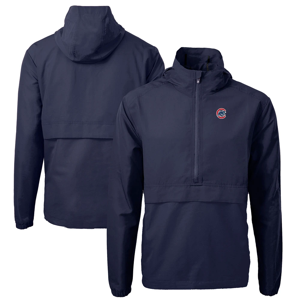 Men's Cutter & Buck Navy Chicago Cubs Charter Eco Recycled Half-Zip Anorak Jacket