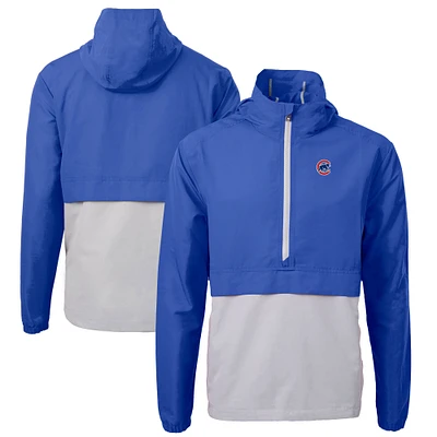 Men's Cutter & Buck Royal/Gray Chicago Cubs Charter Eco Recycled Half-Zip Anorak Jacket