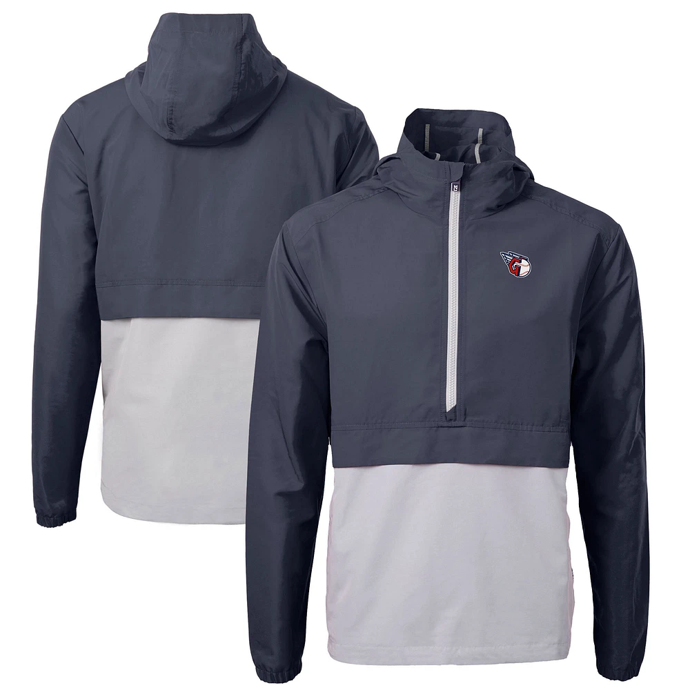 Men's Cutter & Buck Navy/ Cleveland Guardians Charter Eco Recycled Half-Zip Anorak Jacket