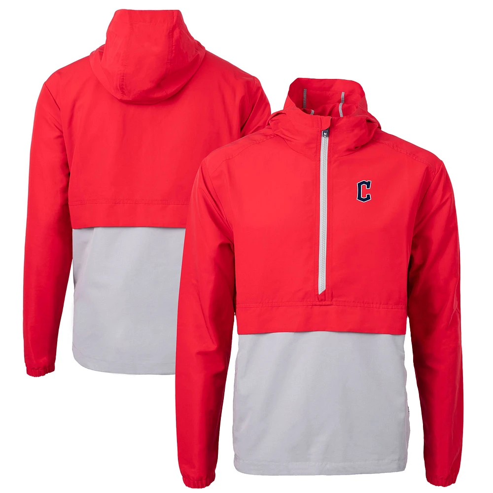 Men's Cutter & Buck Gray Cleveland Guardians Charter Eco Recycled Half-Zip Anorak Jacket