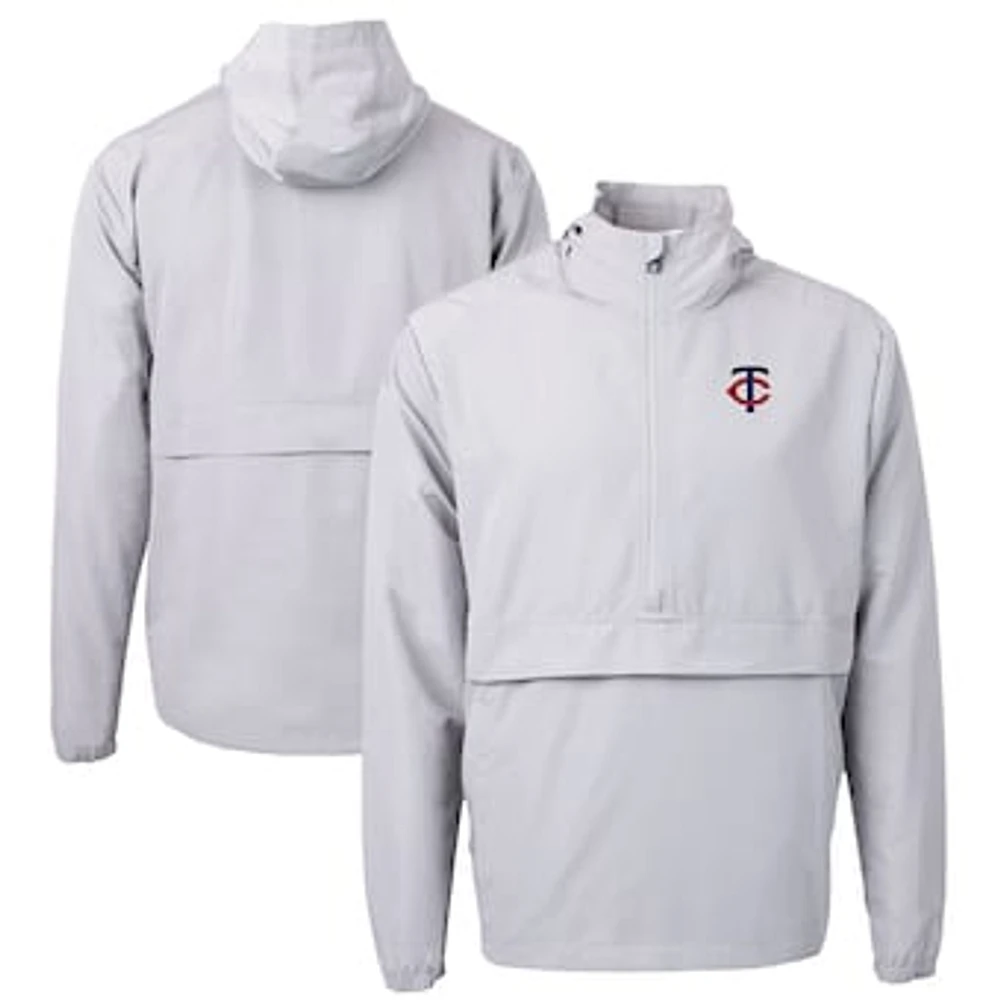 Men's Cutter & Buck Gray Minnesota Twins Charter Eco Recycled Half-Zip Anorak Jacket