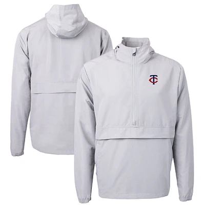 Men's Cutter & Buck Gray Minnesota Twins Charter Eco Recycled Half-Zip Anorak Jacket