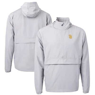 Men's Cutter & Buck Gray San Diego Padres Charter Eco Recycled Half-Zip Anorak Jacket