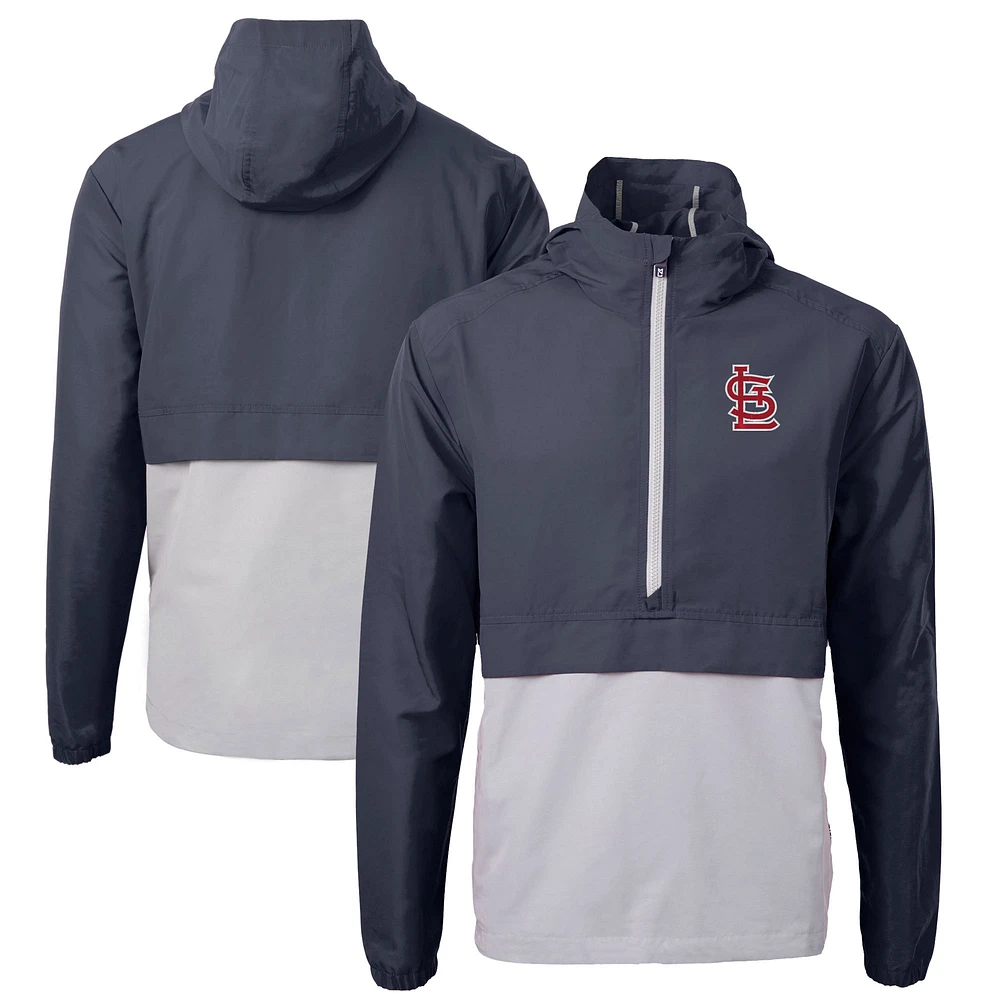 Men's Cutter & Buck Navy/Gray St. Louis Cardinals Charter Eco Recycled Half-Zip Anorak Jacket