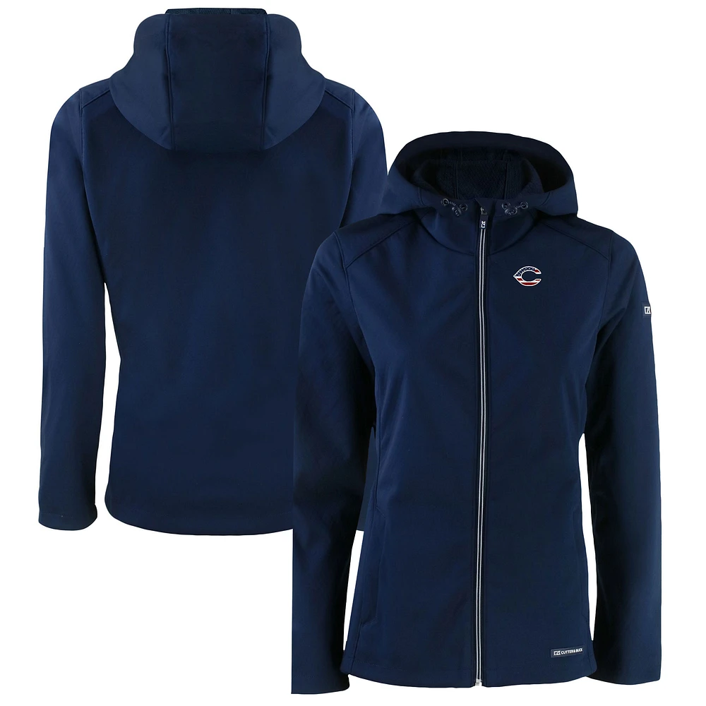 Women's Cutter & Buck Navy Cincinnati Reds Evoke Eco Softshell Recycled Full-Zip Jacket