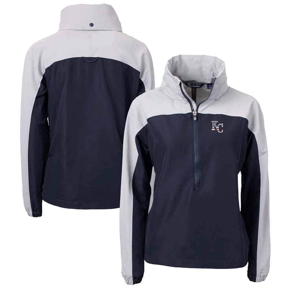 Women's Cutter & Buck Navy/Gray Kansas City Royals Charter Eco Recycled Anorak Jacket