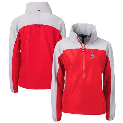 Women's Cutter & Buck Red/Gray Los Angeles Angels Charter Eco Recycled Anorak Jacket