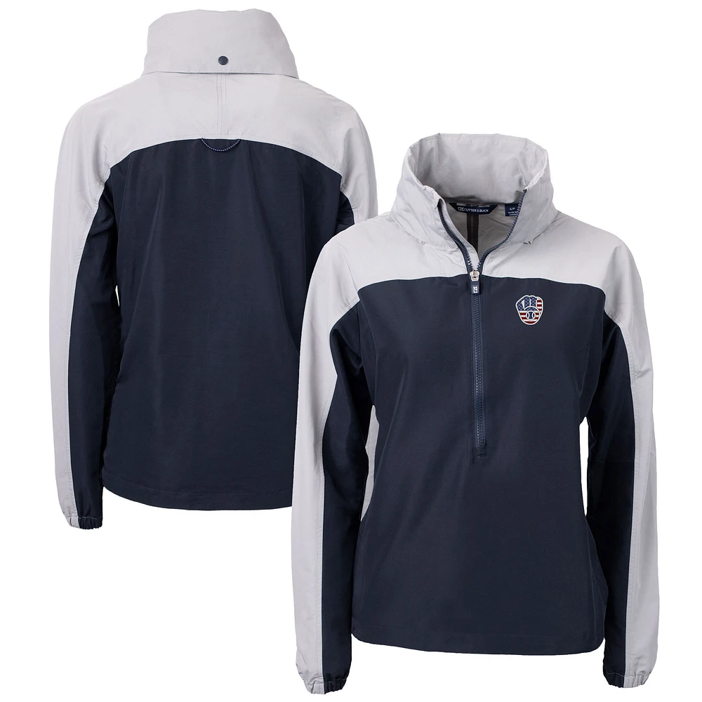 Women's Cutter & Buck Navy/Gray Milwaukee Brewers Charter Eco Recycled Anorak Jacket