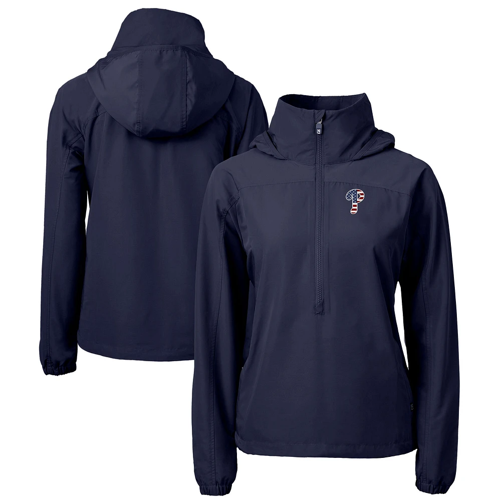 Women's Cutter & Buck Navy Philadelphia Phillies Charter Eco Recycled Anorak Jacket
