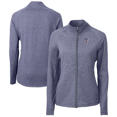 Women's Cutter & Buck Heather Navy Texas Rangers Adapt Eco Knit Heather Recycled Full-Zip Top