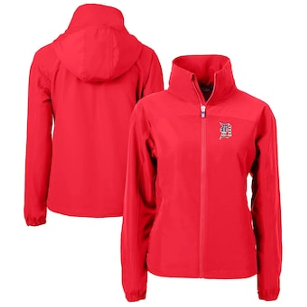 Women's Cutter & Buck Red Detroit Tigers Charter Eco Recycled Full-Zip Jacket