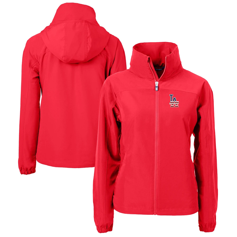Women's Cutter & Buck Red Los Angeles Dodgers Charter Eco Recycled Full-Zip Jacket