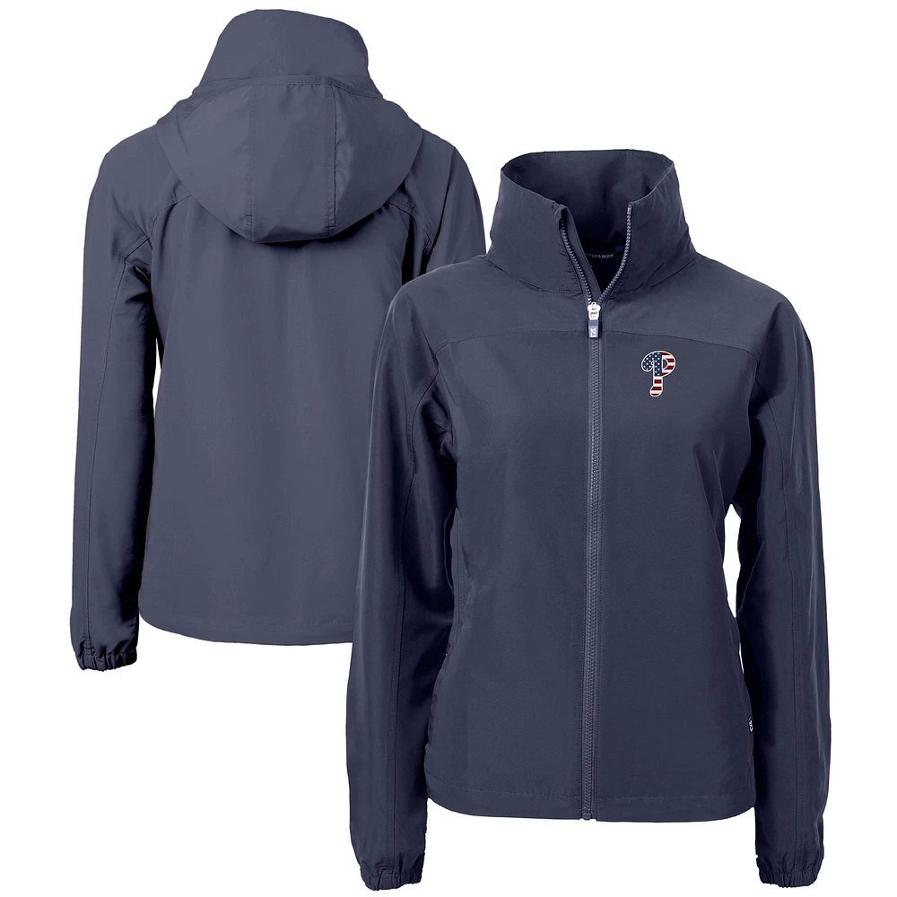 Women's Cutter & Buck Navy Philadelphia Phillies Charter Eco Recycled Full-Zip Jacket
