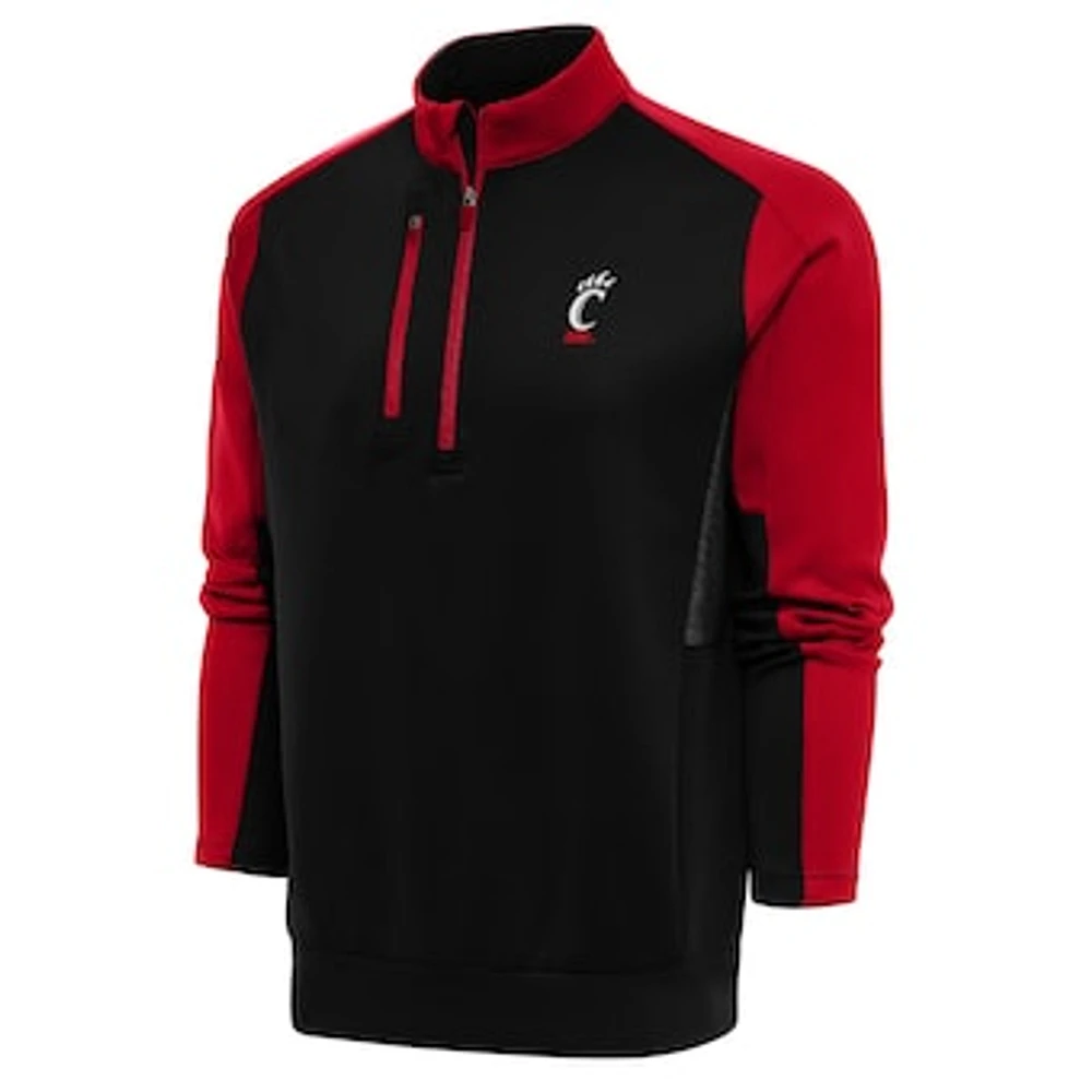 Men's Antigua Black/Red Cincinnati Bearcats Team Half-Zip Pullover Top