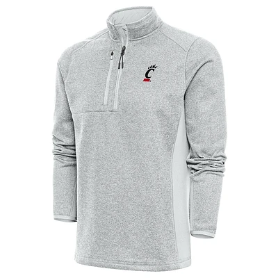 Men's Antigua Heather Gray Cincinnati Bearcats Course Quarter-Zip Pullover Top