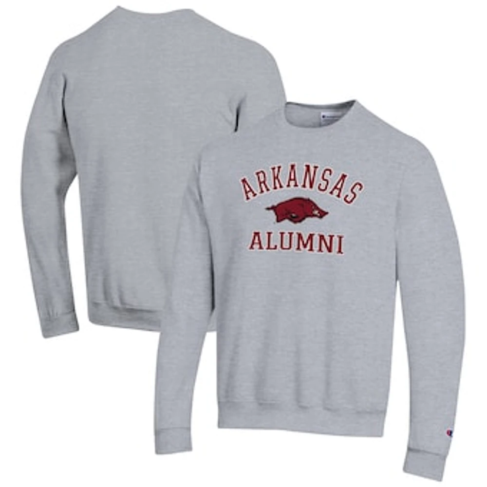 Men's Champion Gray Arkansas Razorbacks Alumni Logo Arch Pullover Sweatshirt