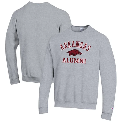 Men's Champion Gray Arkansas Razorbacks Alumni Logo Arch Pullover Sweatshirt