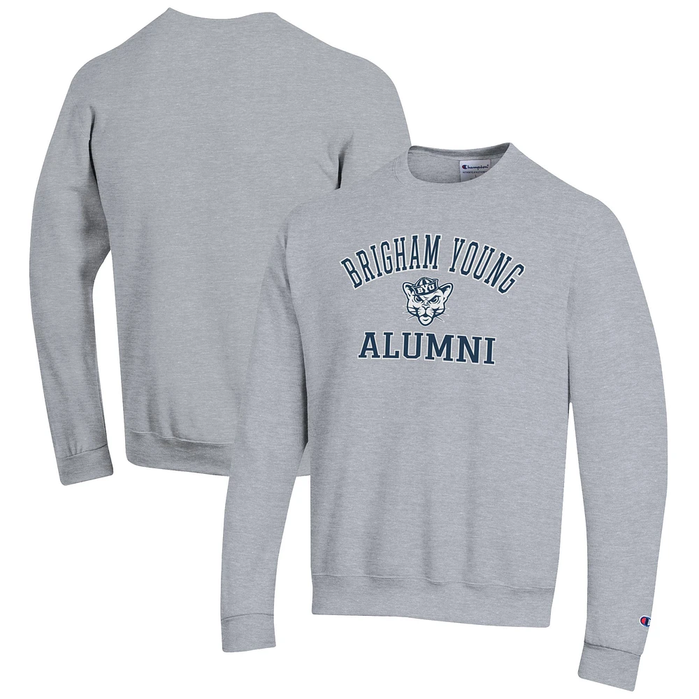 Men's Champion Gray BYU Cougars Alumni Logo Arch Pullover Sweatshirt
