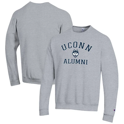 Men's Champion Gray UConn Huskies Alumni Logo Arch Pullover Sweatshirt