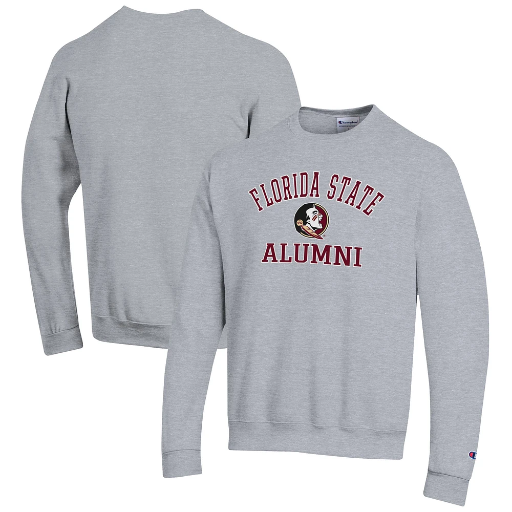 Men's Champion Gray Florida State Seminoles Alumni Logo Arch Pullover Sweatshirt