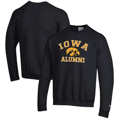 Men's Champion Black Iowa Hawkeyes Alumni Logo Arch Pullover Sweatshirt