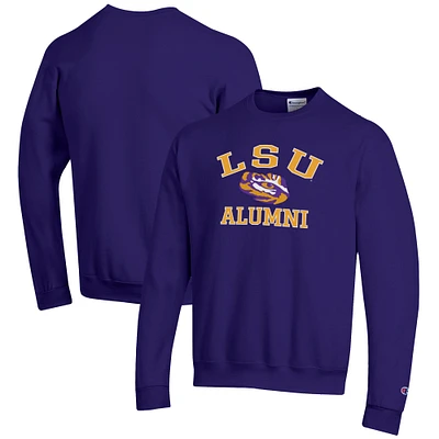 Men's Champion Purple LSU Tigers Alumni Logo Arch Pullover Sweatshirt