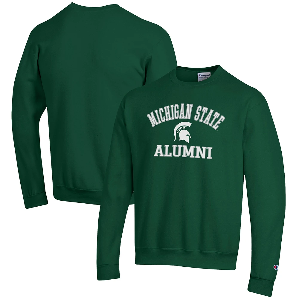 Men's Champion Green Michigan State Spartans Alumni Logo Arch Pullover Sweatshirt