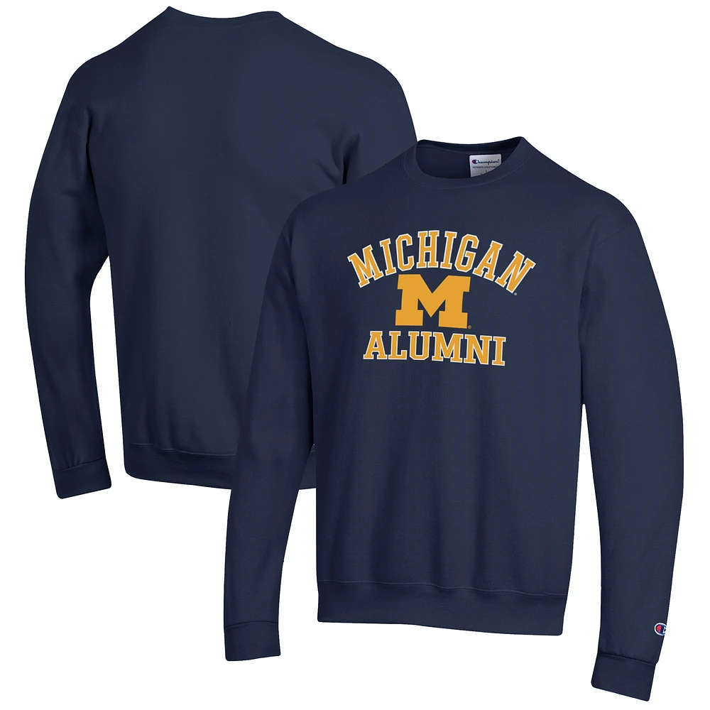 Men's Champion Navy Michigan Wolverines Alumni Logo Arch Pullover Sweatshirt
