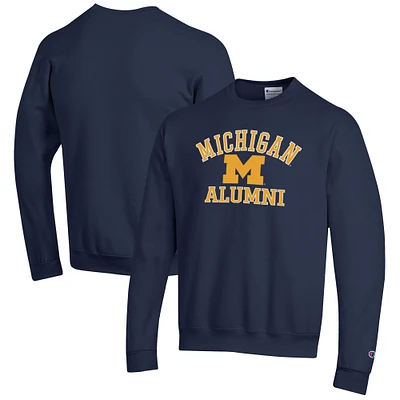 Men's Champion Navy Michigan Wolverines Alumni Logo Arch Pullover Sweatshirt