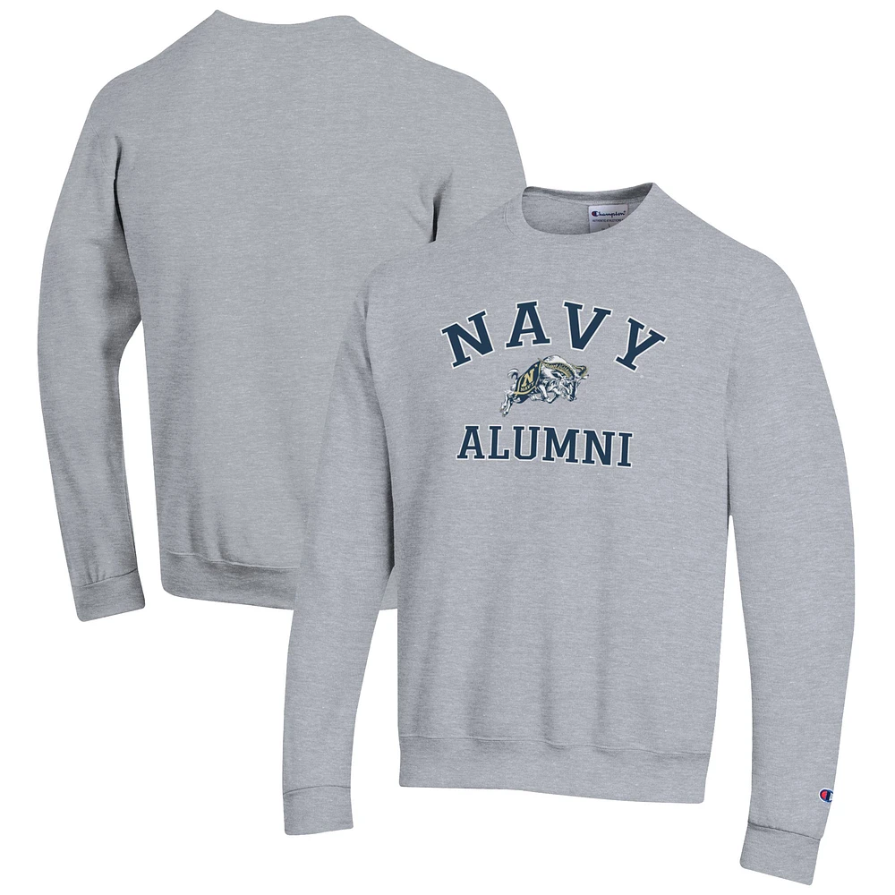 Men's Champion Gray Navy Midshipmen Alumni Logo Arch Pullover Sweatshirt
