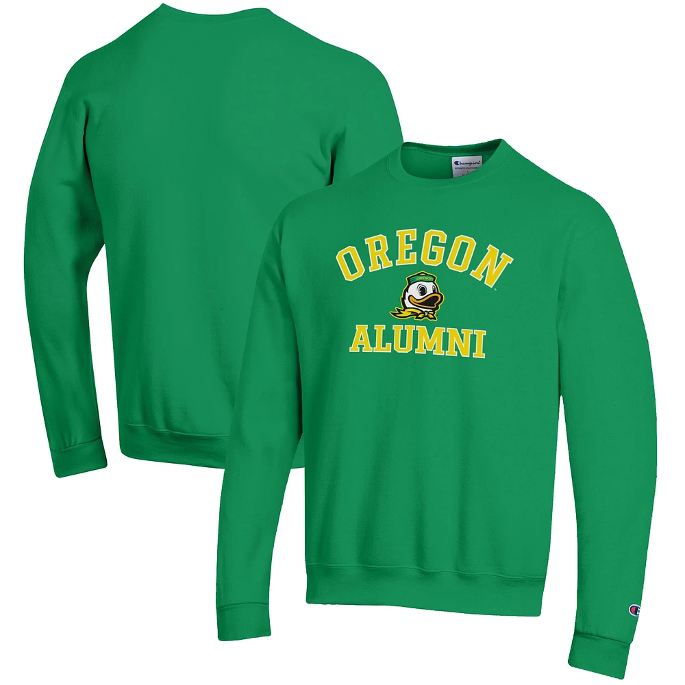 Men's Champion Green Oregon Ducks Alumni Logo Arch Pullover Sweatshirt