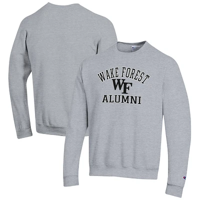 Men's Champion Gray Wake Forest Demon Deacons Alumni Logo Arch Pullover Sweatshirt