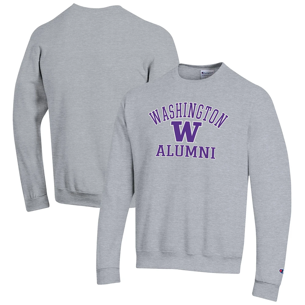 Men's Champion Gray Washington Huskies Alumni Logo Arch Pullover Sweatshirt