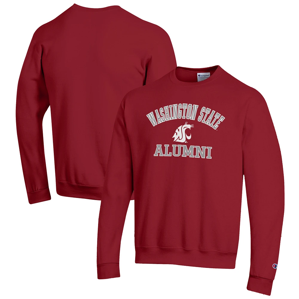 Men's Champion Crimson Washington State Cougars Alumni Logo Arch Pullover Sweatshirt